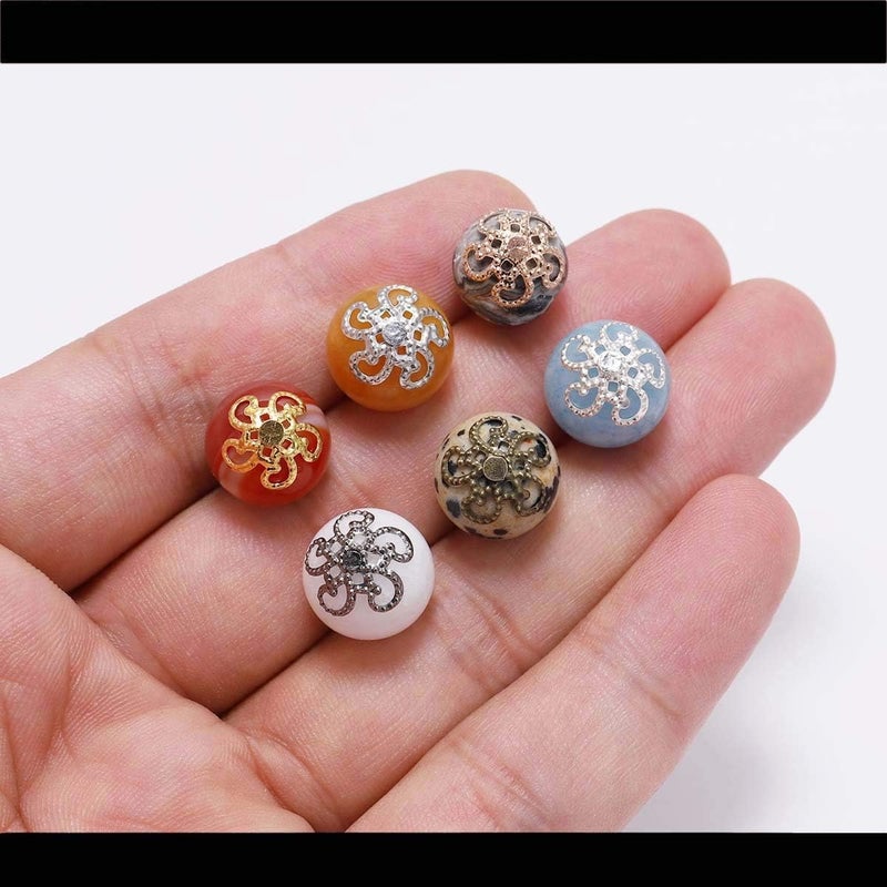 Tiosen 100Pcs Shiny Vintage Filigree, 8mm Silver Flower Bead End Caps Metal Bead Caps for Jewelry Making DIY Bracelet Earrings Arts, Crafts Accessories - Image 5